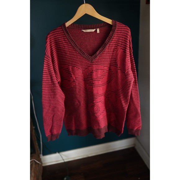 SOFT SURROUNDINGS Bellflower Pink Purple Striped Knit Sweater LARGE - Picture 1 of 9